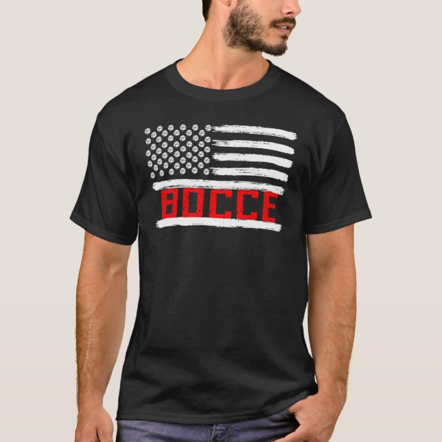Bocce Ball Player USA Flag Patriotic T Shirt (Framsida)