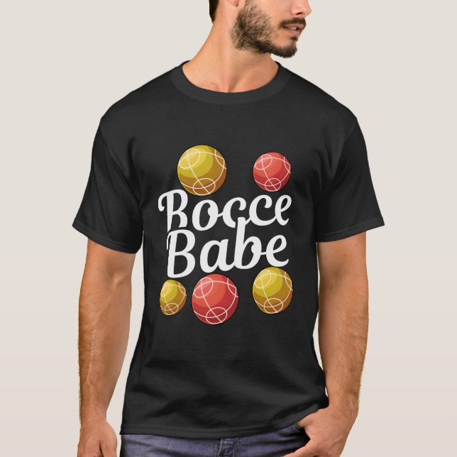 Bocce Boll Gift - Roligt Yard Game - Bocce Babe T Shirt (Framsida)