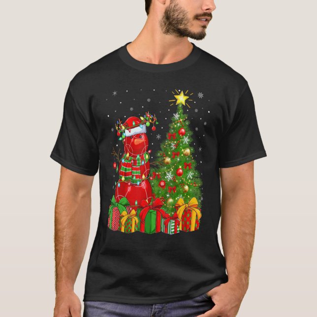 Bocce Boll Snögubbe Ljus Julafton Träd Santa Bocce T Shirt (Framsida)
