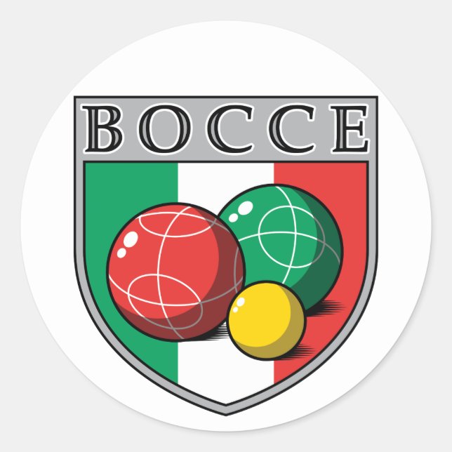 Bocce Shield Round Sticker Runt Klistermärke (Framsida)