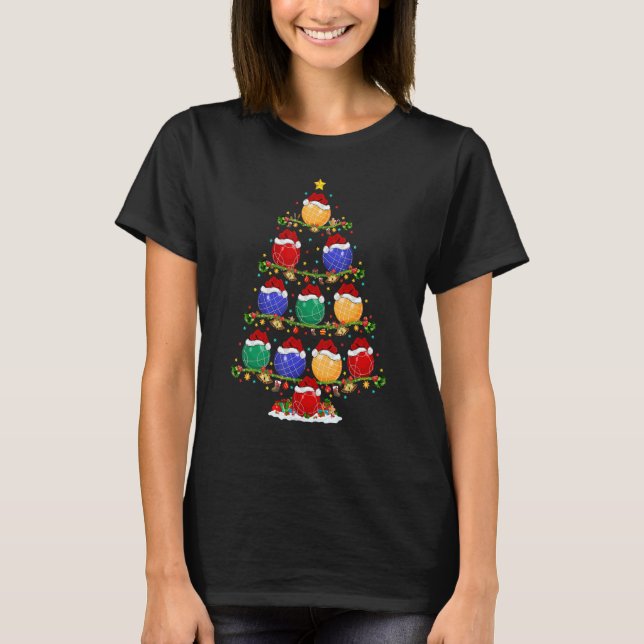 Bocce Sports   Lights Xmas Santa Bocce Christmas T T Shirt (Framsida)
