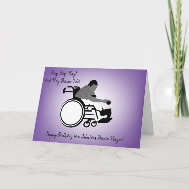 Boccia Boy in Wheelboard Card Kort (Framsida)