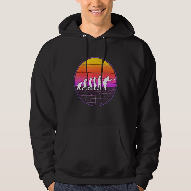 Boccia Evolution Vaporwave 70s Boule Petanque Bocc Hoodie (Framsida)