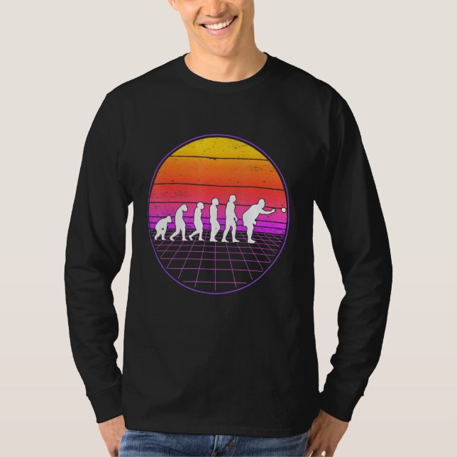 Boccia Evolution Vaporwave 70s Boule Petanque Bocc T Shirt (Framsida)