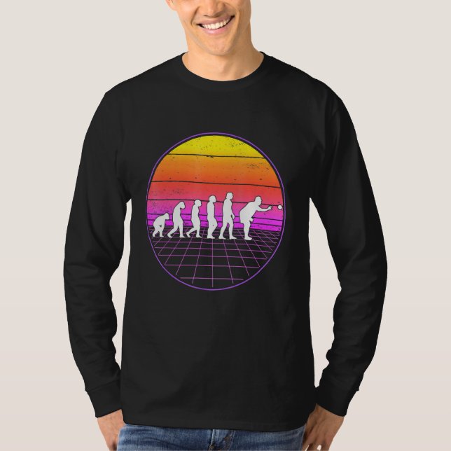 Boccia Evolution Vaporwave 70s Boule Petanque Bocc T Shirt (Framsida)