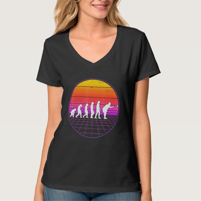 Boccia Evolution Vaporwave 70s Boule Petanque Bocc T Shirt (Framsida)