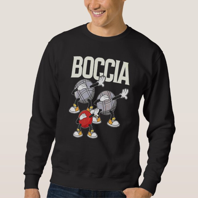 Boccia Player Clothing with Dabbing Boccia Bollar Lång Ärmad Tröja (Framsida)