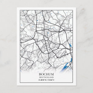 Bochum Deutschland City Karta Travel - enkel minim Vykort