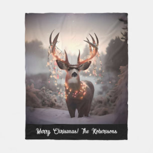 Bock och julbelysning fleecefilt