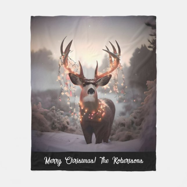 Bock och julbelysning fleecefilt (Framsidan)