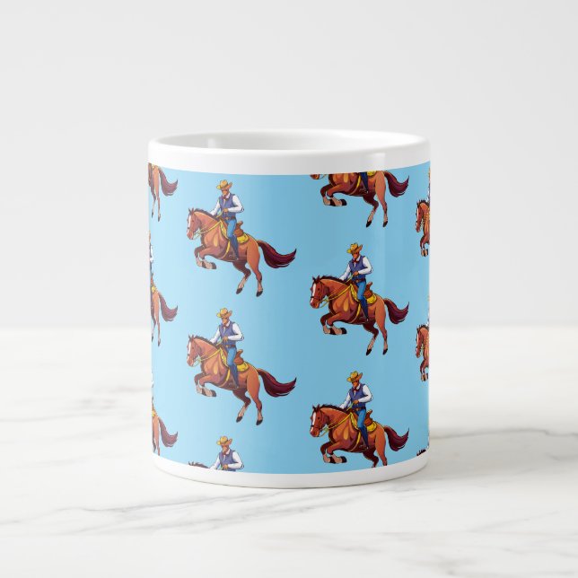 Bockande häst med mannen jumbo mugg (Framsidan)