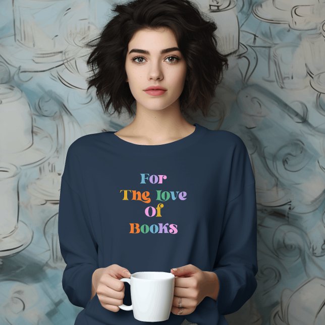 Böcker älskare läser färgrik typografi modern t shirt (books lovers t-shirt - blue retro typography colorful modern t-shirt)