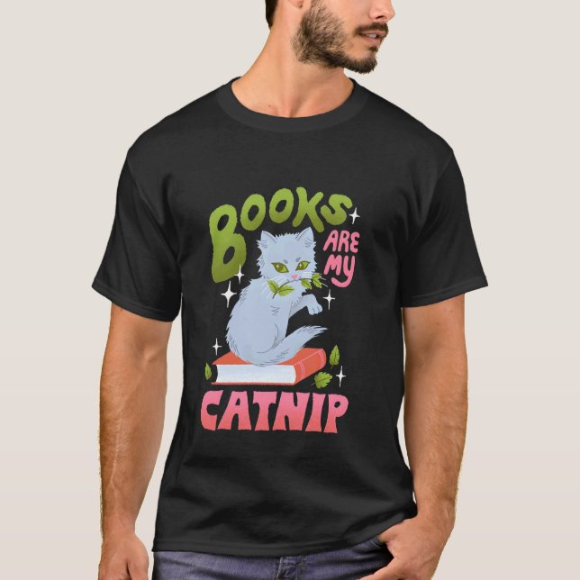 Böcker Är Min Katnippa T Shirt (Framsida)