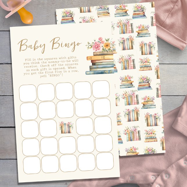 Böcker Baby Bingo spel (Books Baby Shower Bingo Game Cards by Painted Paperie
)