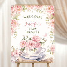 Böcker Baby Shower Flickor Blommig Rosa Välkommen