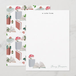 Böcker & Bibliotek Läsning Anpassat Namn Anteckningskort