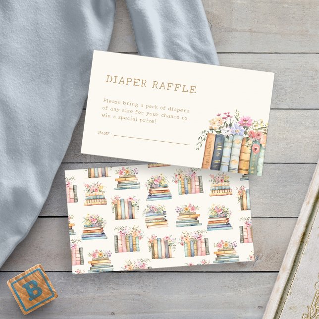 Böcker Blöja Lotteri Bifogad Kort (Books Baby Shower Diaper Raffle Enclosure Card by Painted Paperie
)