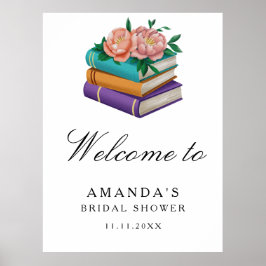 Böcker Blommig Bröllopsdusch välkomstskylt Poster