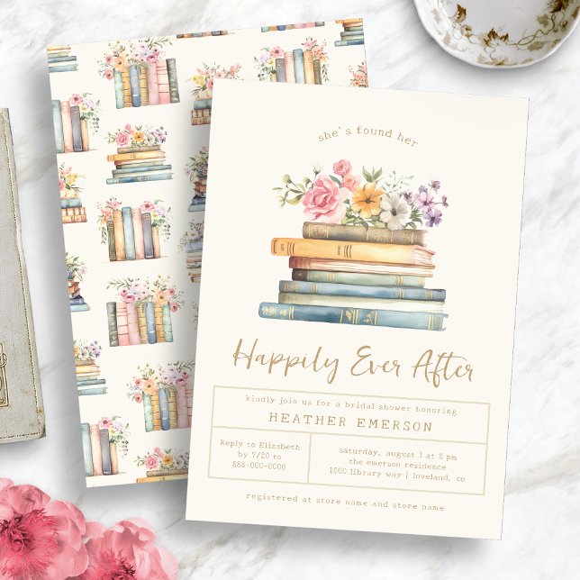 Böcker Bröllopsdusch med blommor Inbjudningar (Books Floral Bridal Shower Invitation
)