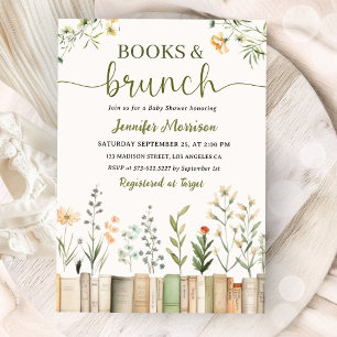 Böcker & Brunch Bibliotek Barnkalas Könsneutral Inbjudningar
