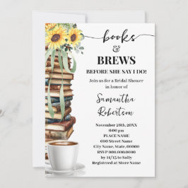 Böcker & Bryggkaffe Solrosor Bröllopsdusch Inbjudningar