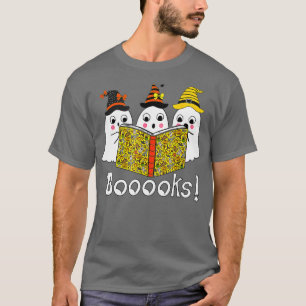 Böcker! Cute Ghost Boo Reading Bokar Halloween Li T Shirt