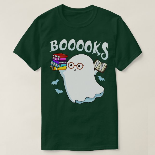 Böcker! Cute Ghost Reading Bibliotek Bokar Hallowe T Shirt (Design framsida)