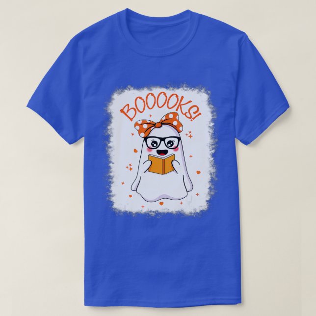 Böcker! Cute Ghost Reading Bibliotek Bokar Hallowe T Shirt (Design framsida)