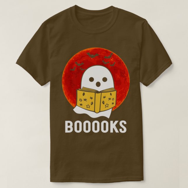 Böcker! Cute Ghost Reading Bibliotek Bokar Hallowe T Shirt (Design framsida)