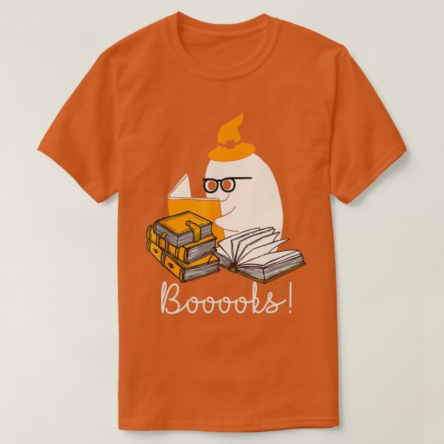Böcker! Cute Ghost Reading Bibliotek Bokar Hallowe T Shirt (Design framsida)