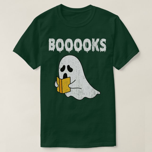Böcker! Cute Ghost Reading Bibliotek Bokar Hallowe T Shirt (Design framsida)