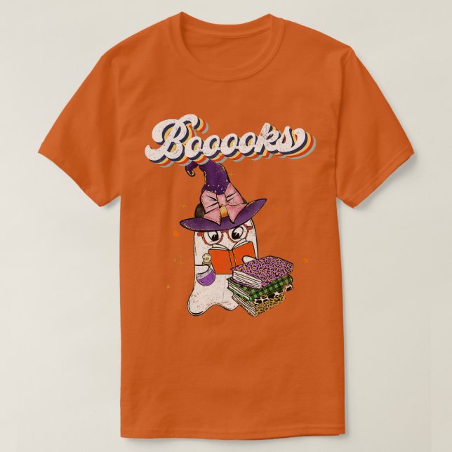 Böcker! Cute Ghost Reading Bibliotek Bokar Hallowe T Shirt (Design framsida)