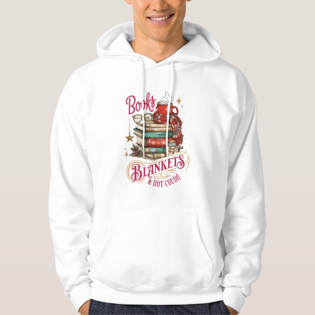 Böcker, filtar och varm choklad  hoodie (Framsida)