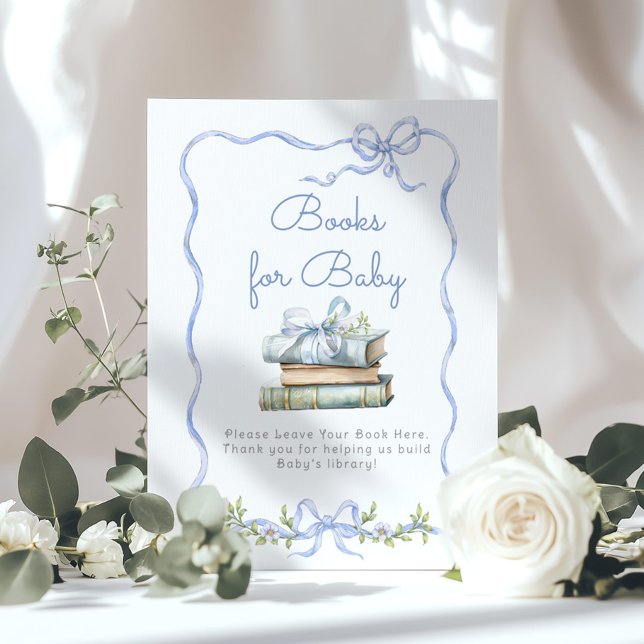 Böcker för baby Blå båge Nytt kapitel baby shower Poster (Skapare uppladdad)