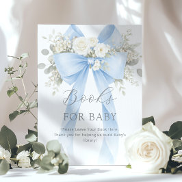 Böcker för baby Blå Kokett Båge Baby Shower Poster