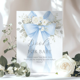 Böcker för baby Blå Kokett Båge Baby Shower Poster