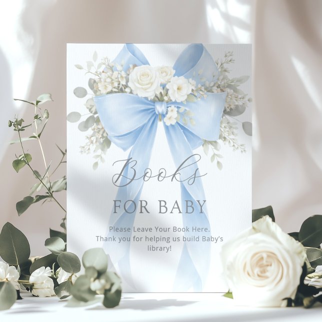 Böcker för baby Blå Kokett Båge Baby Shower Poster (Skapare uppladdad)