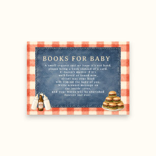 Böcker för baby denim gingham hamburgare baby show tilläggskort