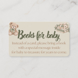Böcker för Baby-kort | Baby Shower-insats Visitkort