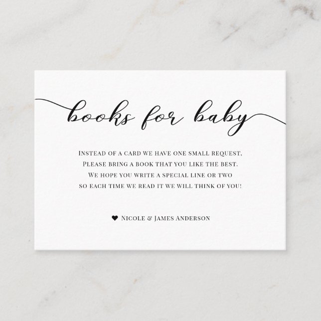 Böcker för Baby Shower Bilaga Svart Vit Randig Visitkort (Framsida)