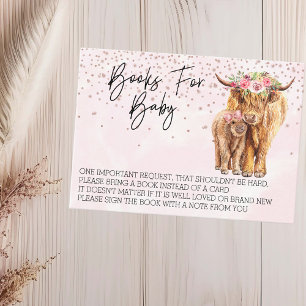 Böcker för baby shower Highland ko rosa kalv Visitkort