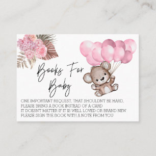 Böcker för baby shower Teddy Bear Ballonger Boho Visitkort