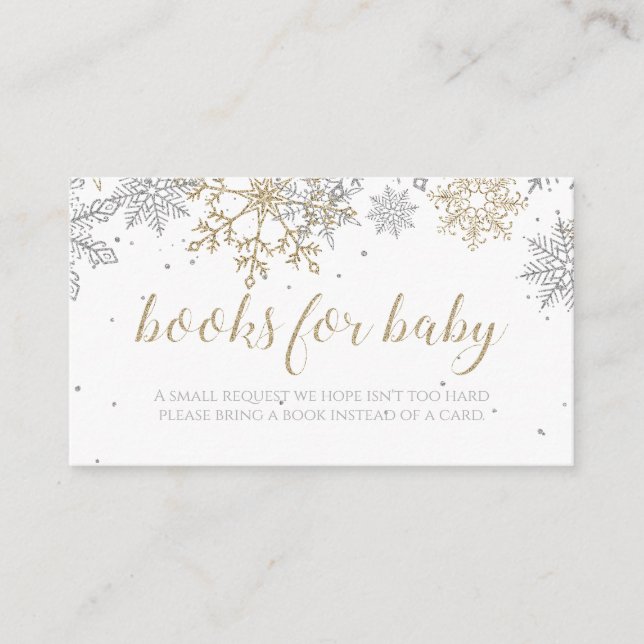 Böcker för Baby Silver Guld Snöflinga Tilläggskort (Framsida)