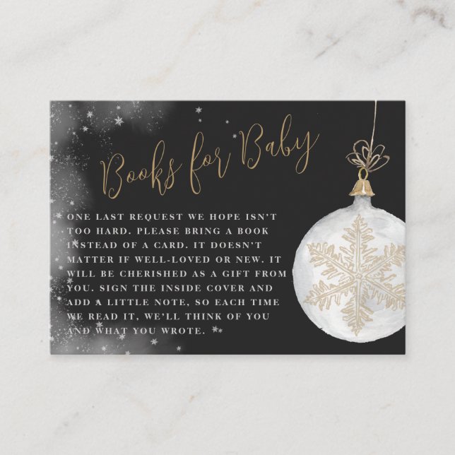 Böcker för baby snöflingor vinter baby shower tilläggskort (Framsida)