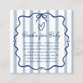 Böcker för Baby Söta Blå Ränder Baby Shower Tilläggskort