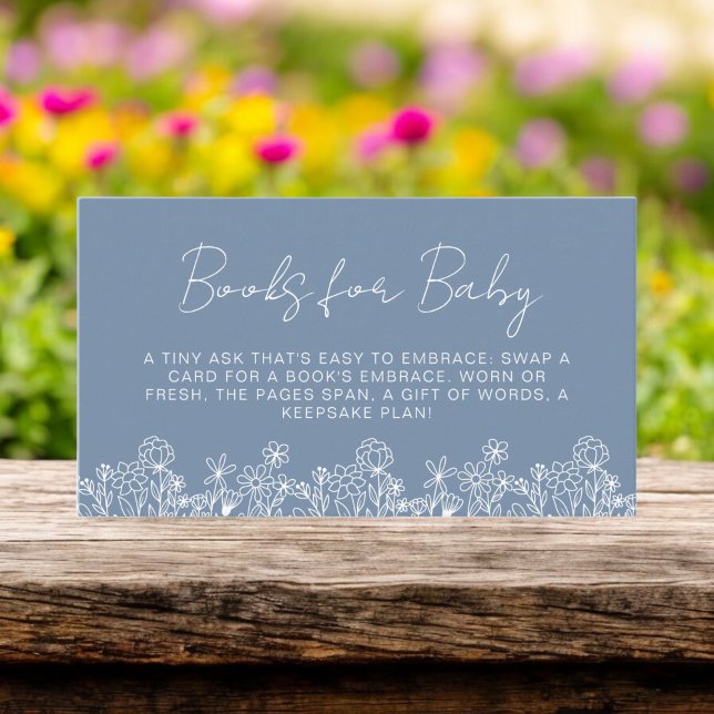 Böcker för Baby Wildflower Dammig blå babyfirande Tilläggskort (Skapare uppladdad)