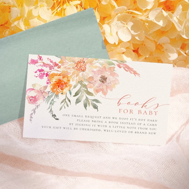 Böcker för bebis | Blush & Teal Vår Babyshower Tilläggskort (Skapare uppladdad)