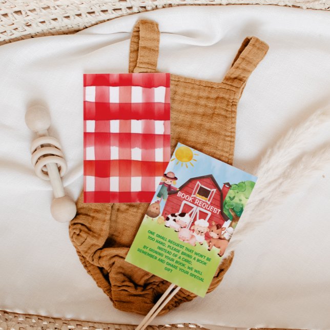 Böcker för bebis Röda Gröna Gårdsdjur Baby Shower  Tilläggskort (Skapare uppladdad)