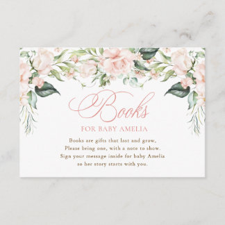 Böcker för bebis Rosa blommor Baby Shower-kort Tilläggskort
