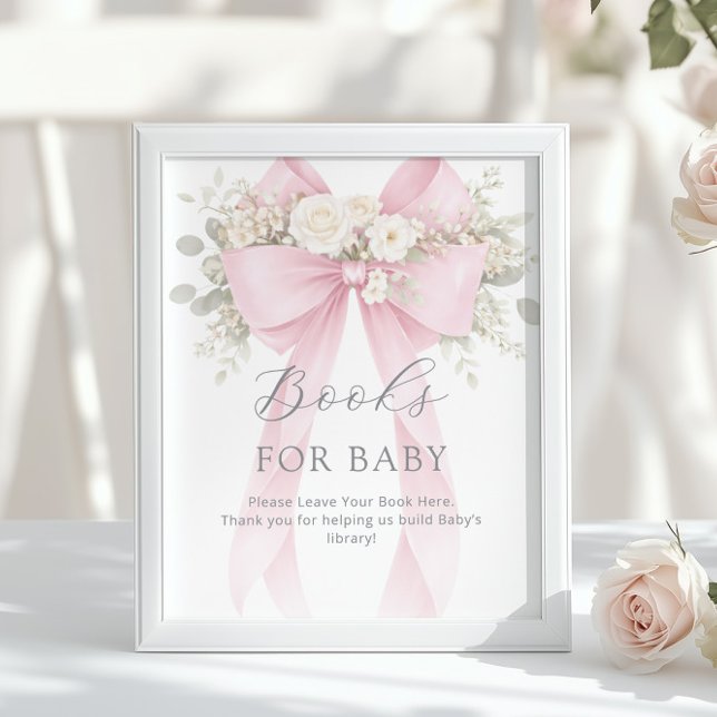Böcker för bebis Rosa Coquette Bow Baby Shower Poster (Skapare uppladdad)